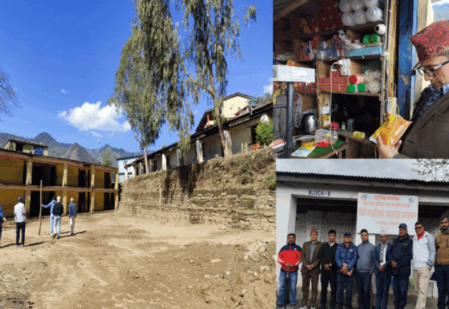 प्रजिअ सुयलद्वारा अस्पताल, बजार र एसईई परीक्षा केन्द्रसहित विद्यालय पूर्वाधारको अनुगमन।